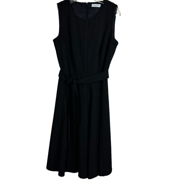 Calvin Klein Black A-line Sleeveless Flared Plain Office Style Size 3P - Picture 1 of 14
